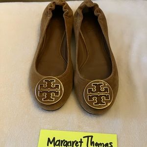 Tory Burch Reva Flats- Luggage Brown Suede